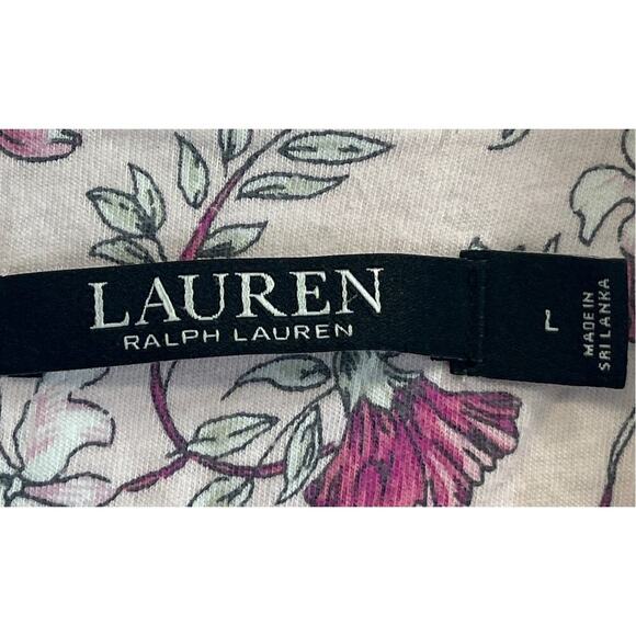 LRLauren Womens L Pink Floral Pajamas 2 Piece Set Black Label  Sleep Wear - Picture 3 of 9
